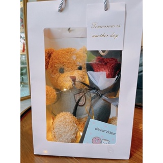 Hình ảnh [Combo set 3 món] Gấu bông kèm túi xách và đèn nháy quà tặng sinh nhật bạn gái