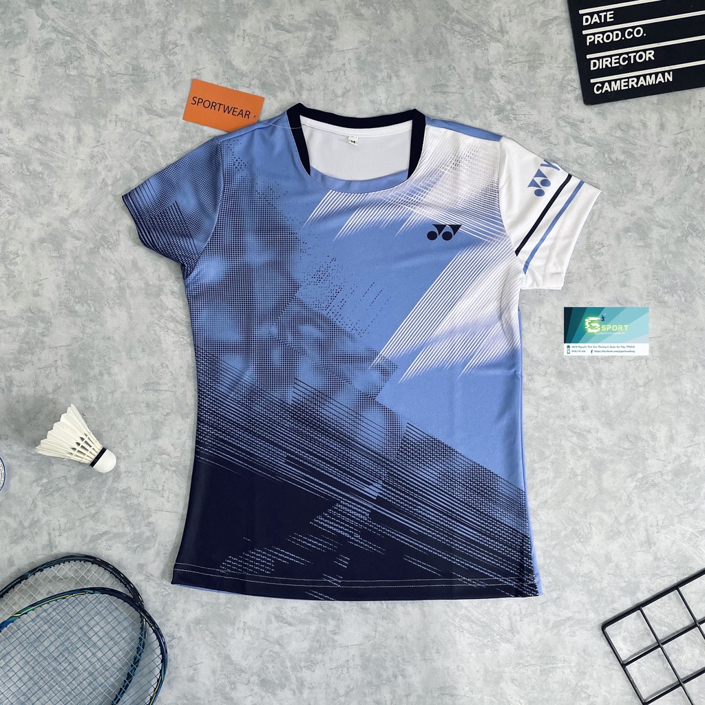 ÁO YONEX CẦU LÔNG NAM NỮ MÀU TÍM ĐEN - Chất vải thun mè siêu mát