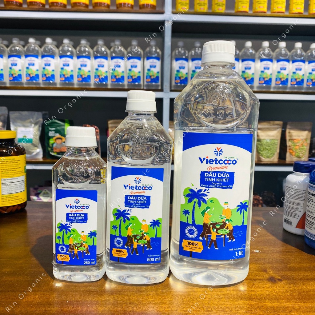 Dầu dừa tinh khiết tươi lạnh hữu cơ 100% nguyên chất ép lạnh Vietcoco organic coconut oil