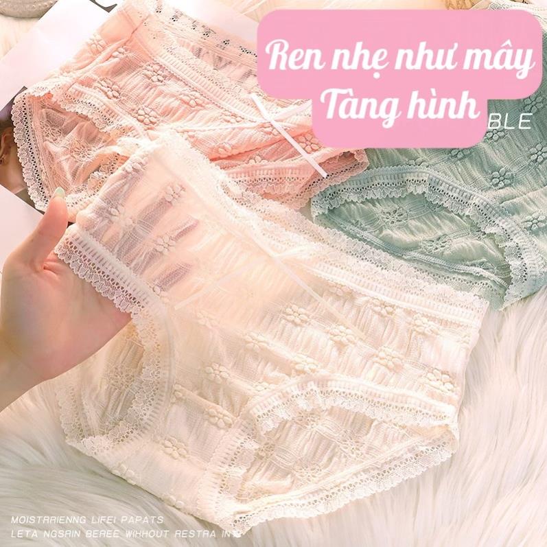 Quần Lót Nữ ❤️Quần Lót Ren Sexy Phối Hoa Mai Nổi,Nơ Gợi Cảm Quyến Rũ Myna 5336