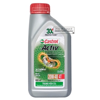 Bình 0.8L Dầu nhớt xe số cao cấp CASTROL ACTIV 20W40 800ml thê hệ mới