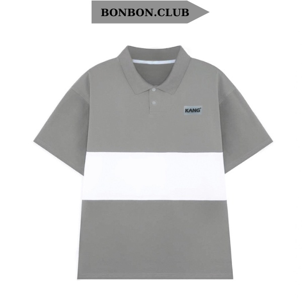 Áo Polo Thun Form Rộng Unisex Locadrand Nam Nữ Oversize Chất Vải Cá Sấu Cao Cấp 2 Màu Xám Sọc Trắng BONBON.CLUB