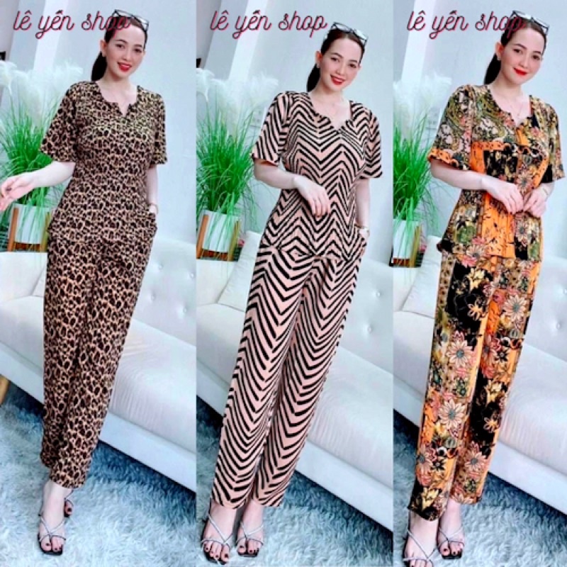 Đồ bộ dập ly nữ bigsize từ 50-75kg, set đồ trung niên nữ quần dài, bộ mango xếp ly cho nữ