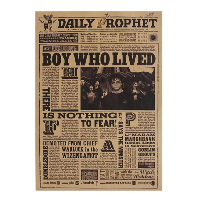 Poster Dán Tường Áp Phích Giấy Báo Harry Potter Phong Cách Cổ Điển Trang Trí Nội Thất