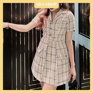 ĐẦM DẠ KẺ CARO PHỐ CỔ VEST - DA2946