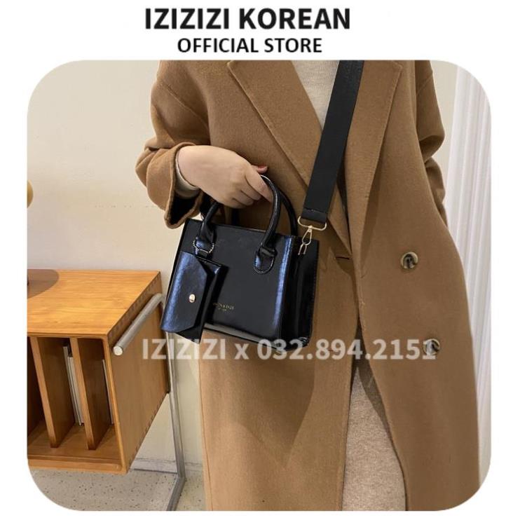 Túi xách nữ vuông đen kèm túi nhỏ  túi xách đeo chéo nữ Rezoe phong cách hàn quốc IZ7817A