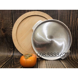 Chảo gang 20cm, đế gỗ dùng làm bánh mì chảo, trứng ốp la
