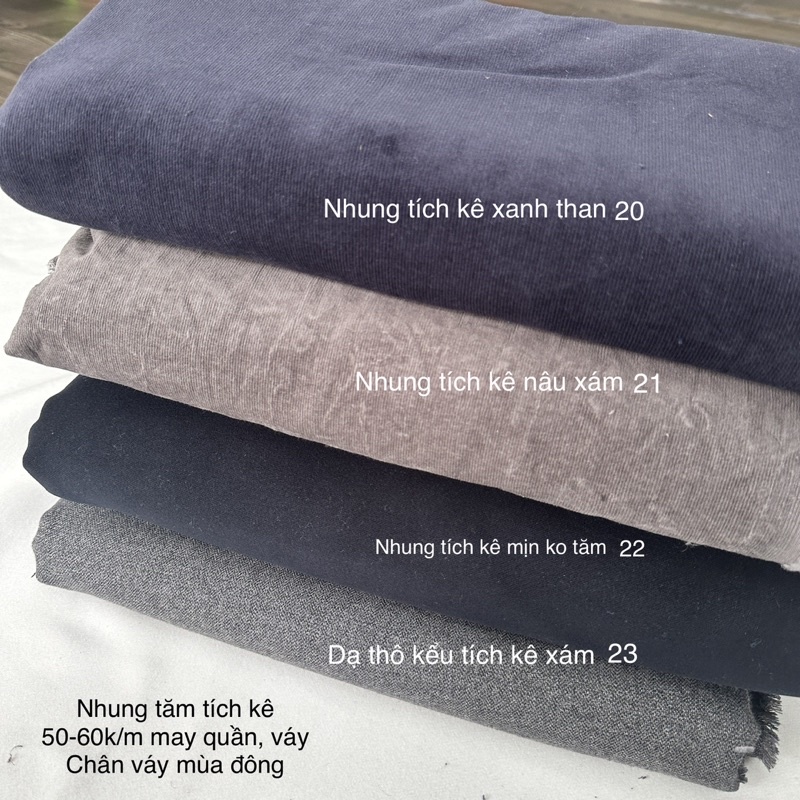 Vải nhung tăm  Tích Kê Hàn Quốc 100% tích kê hàng chất lượng, không xù lông