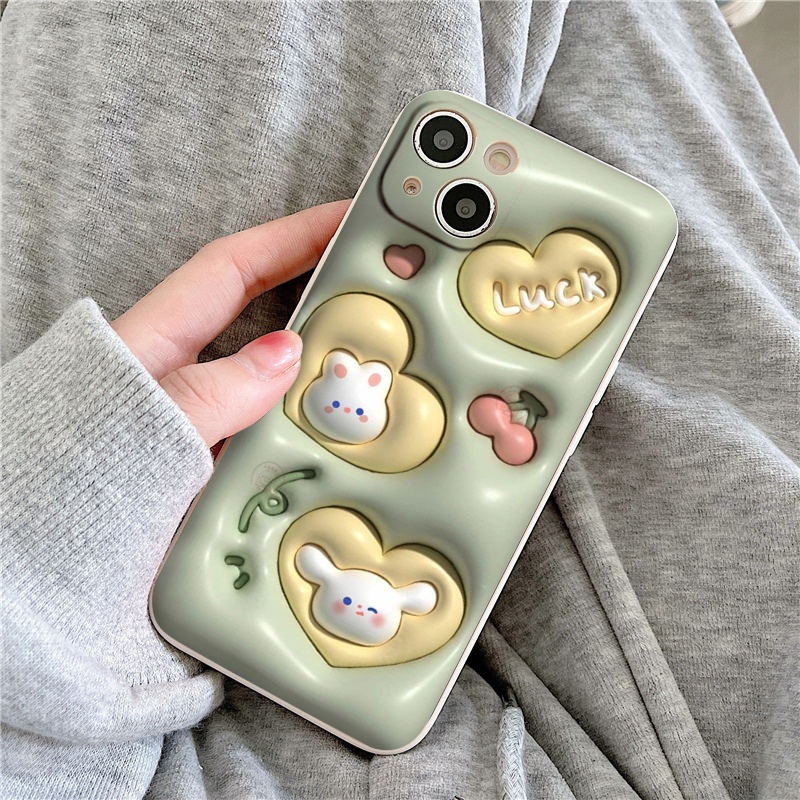 Ốp silicon iphone tim vàng thỏ luck ip 7plus 8plus x xsmax 11 12 13 14 pro max promax 11promax 12promax 13promax  e4119