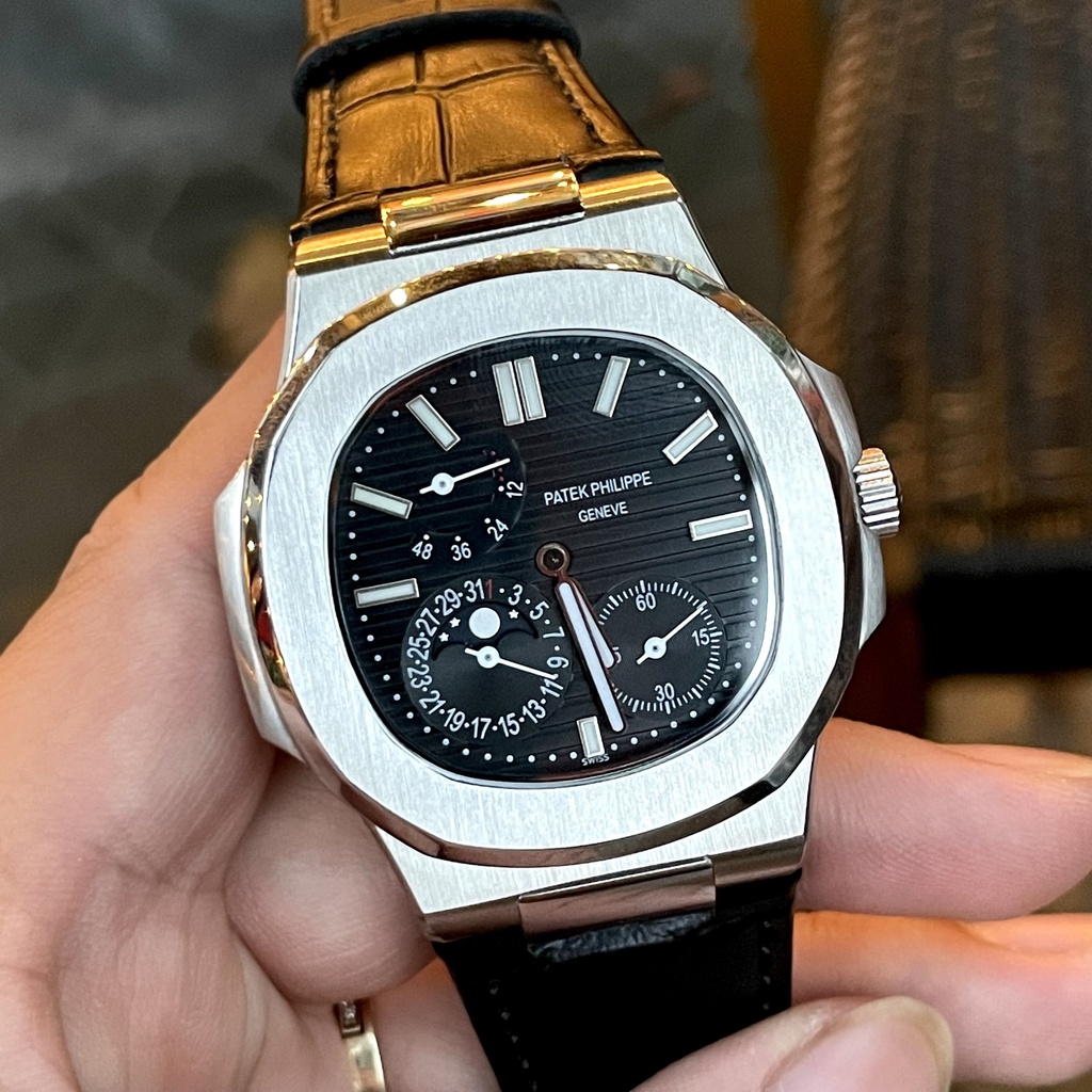 Đồng Hồ Nam Patek Philippe Sapphire PA69 40mm Mặt 6 kim DÂY DA Máy Cơ Automatic Nhật