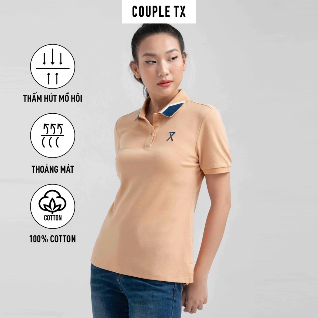 Áo Polo Nữ Couple TX Pique Slim Fit Phối Bo Cổ WPO 2024