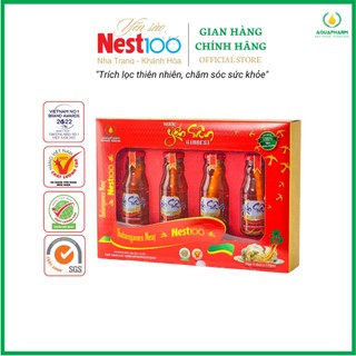 [Hộp quà tặng cao cấp] Yến Sào Nest100 - Tổ yến chưng Củ Sâm Ginnest - Hộp 4 Chai 170ml