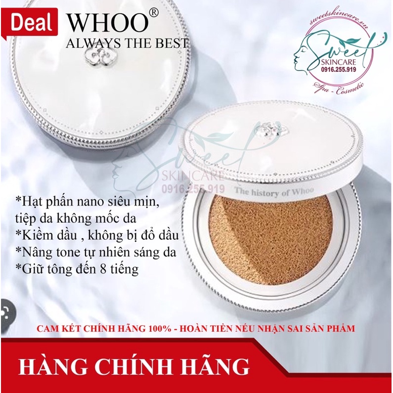 Set phấn nước Whoo Radiant White Moisture Cushion Foundation  dòng [whoo trắng]