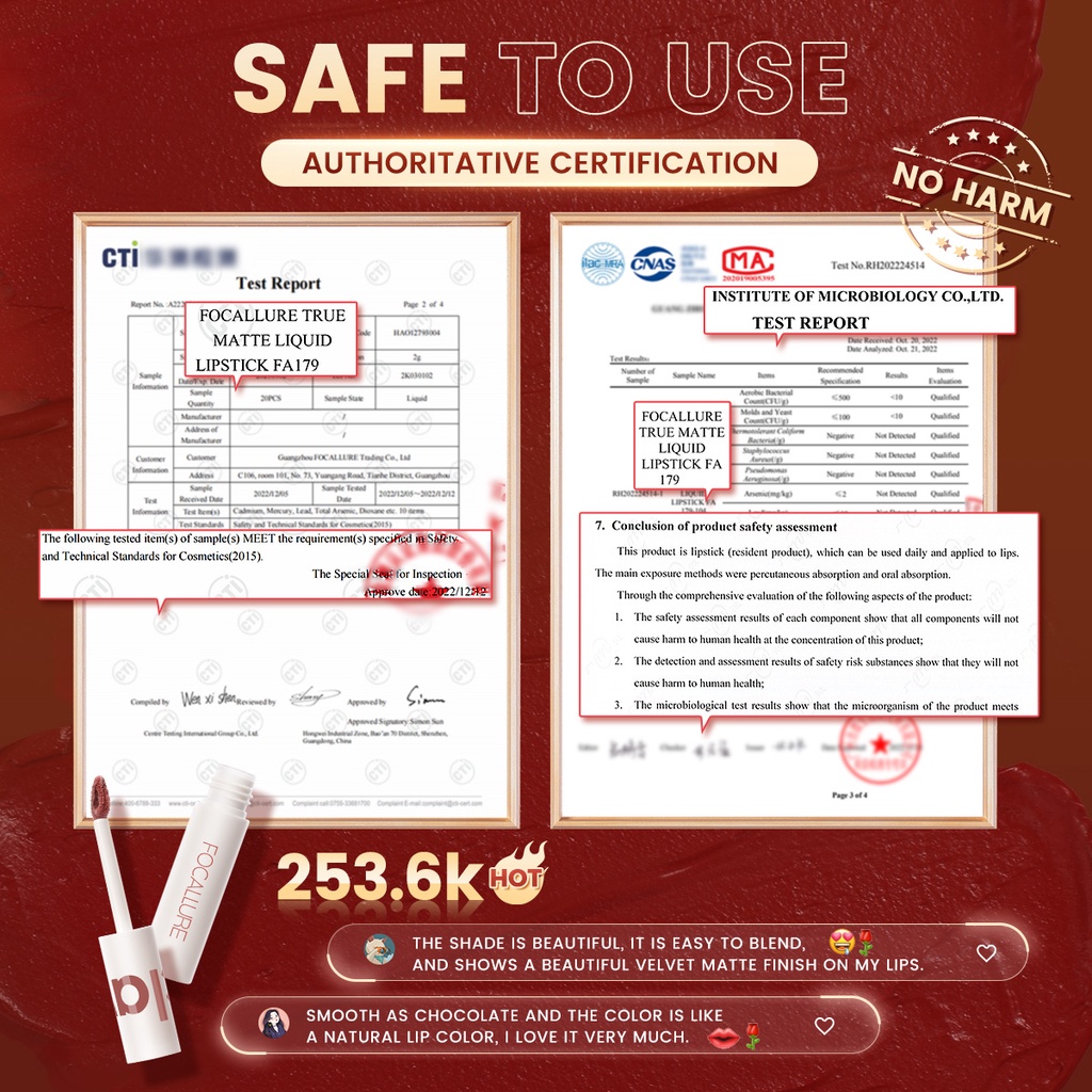 Son kem trang điểm FOCALLURE màu nhung lì mịn thời trang 16g