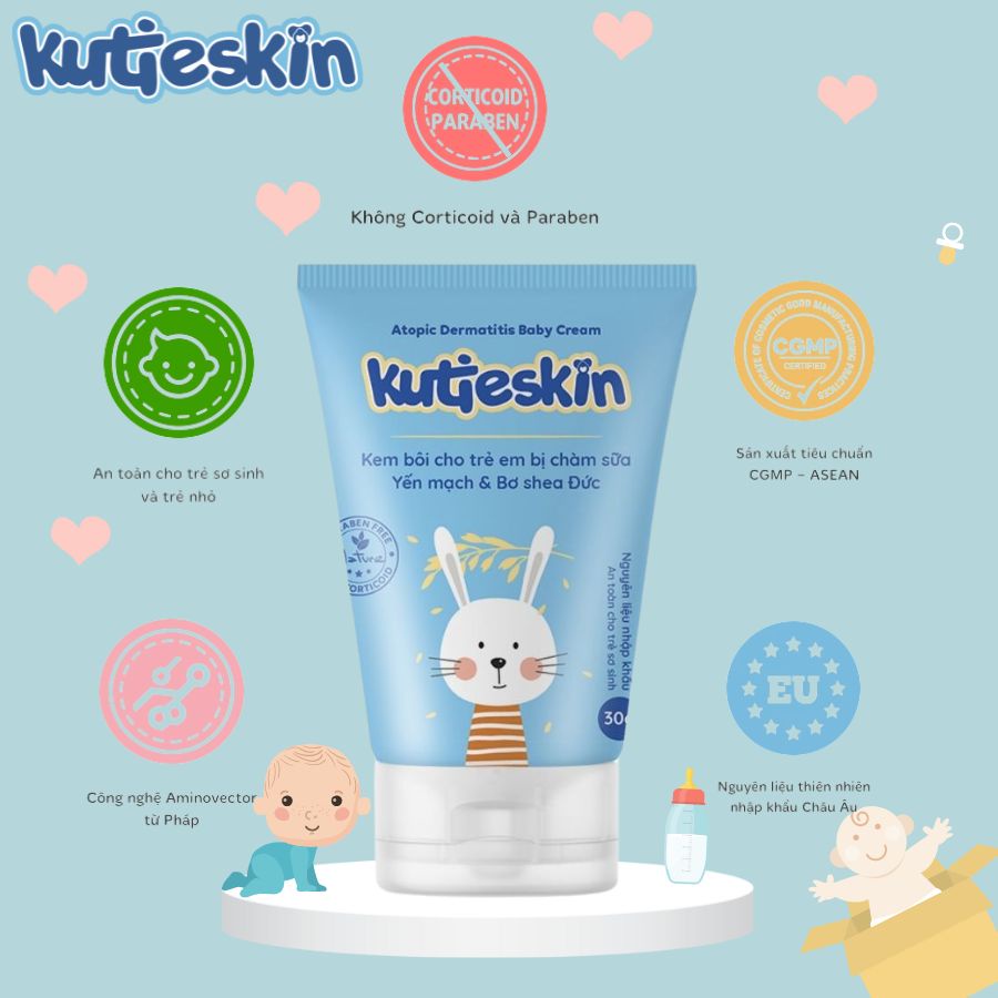 Kem bôi Kutieskin 30gr giành cho da bé sơ sinh và trẻ nhỏ bị chàm , lác sữa không chứa paraben