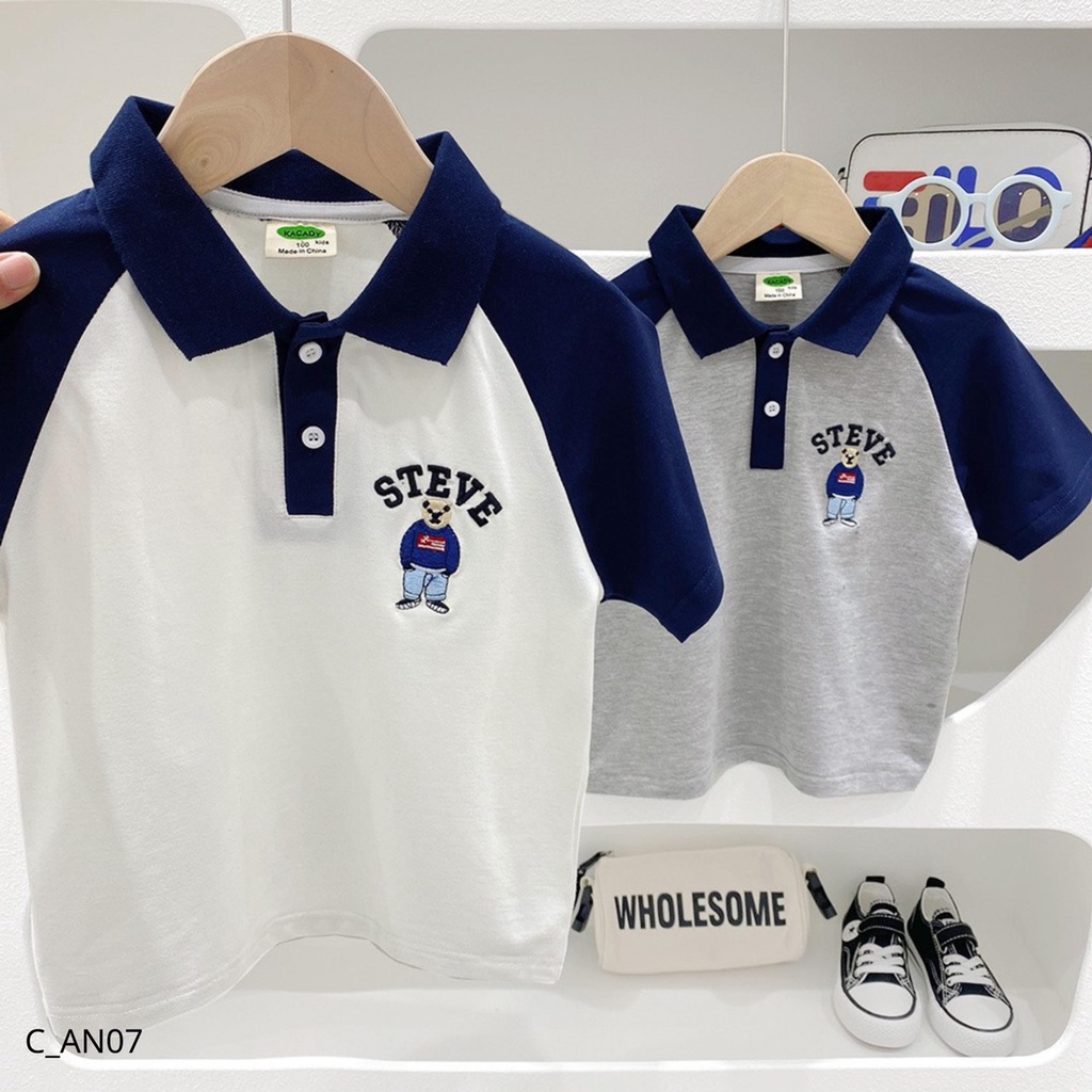 Áo polo cho bé trai EMBES KIDS, Áo polo trẻ em 14kg đến 31kg