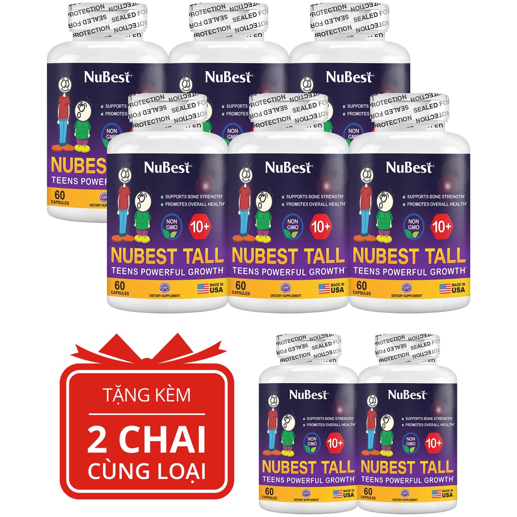 [Combo 6 Tặng 2 Cho Độ Tuổi 10-20] TPBVSK hỗ trợ Tăng Chiều Cao NuBest Tall 10+