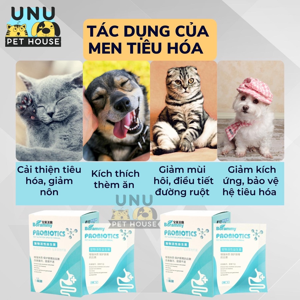 Men tiêu hóa cho chó mèo bổ sung lợi khuẩn, hỗ trợ tiêu hóa gói 5g - UNU Pet House