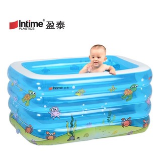 Bể bơi chữ nhật cỡ lớn cho bé sơ sinh chính hãng Intime YT213A tặng kèm phao đỡ cổ bể bơi cho bé sơ sinh tới 3 tuổi