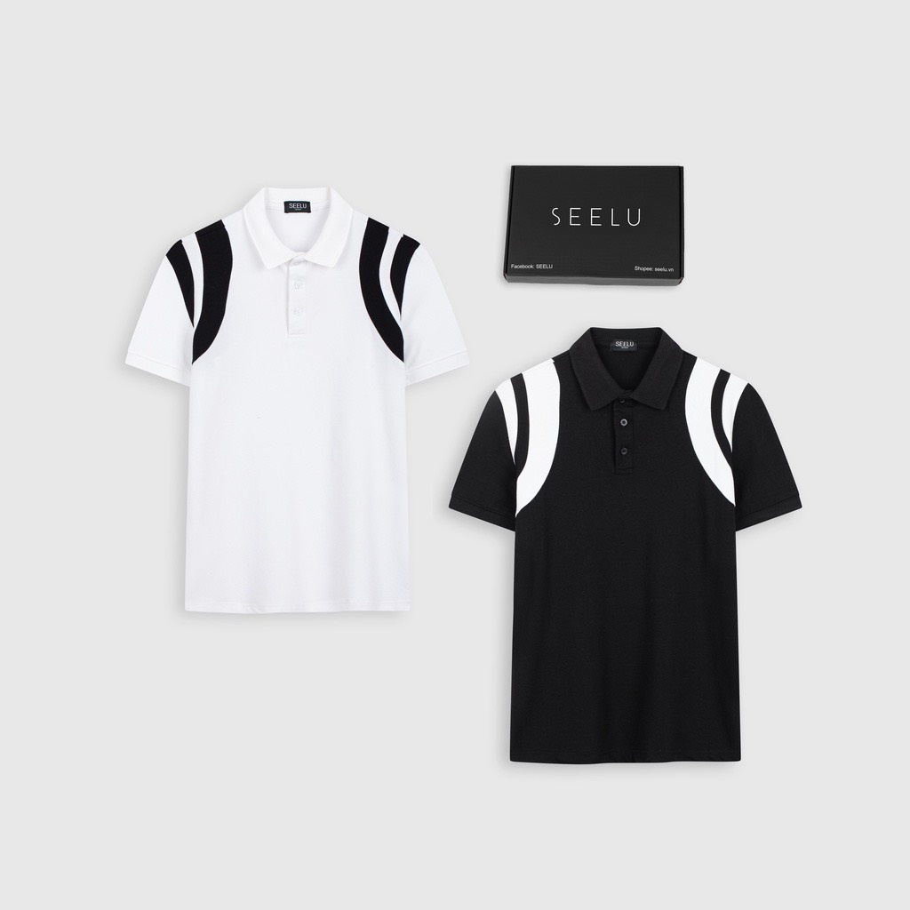 Áo thun POLO nam nữ SEELU vải cá sấu Cotton, chống nhăn, thoáng mát - 2 sọc vai