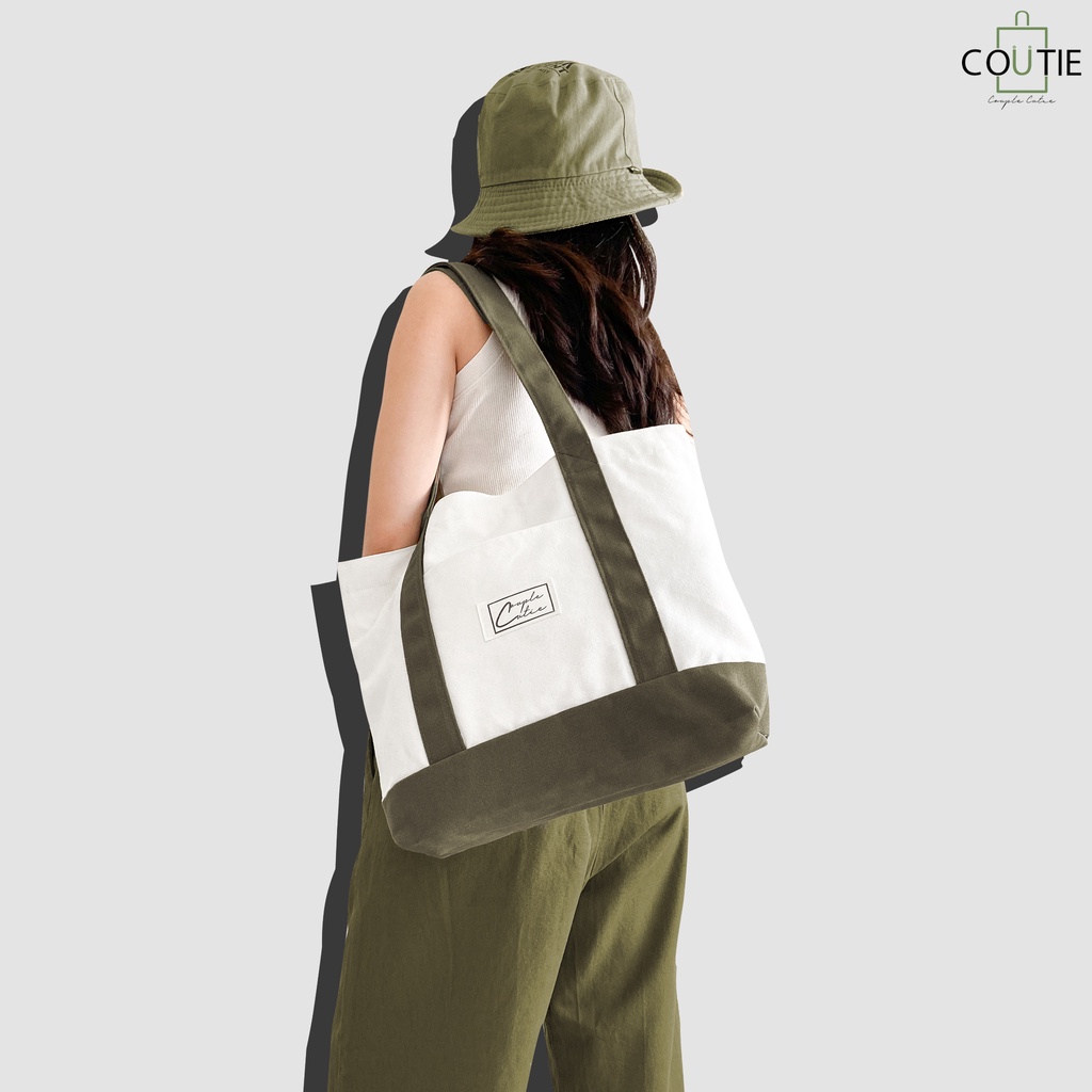 Túi Tote Canvas COUTIE BAG Phối Màu 2 Lớp - PM2210