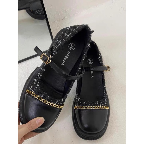 Giày Mary Jane quai ngang dạ tweed