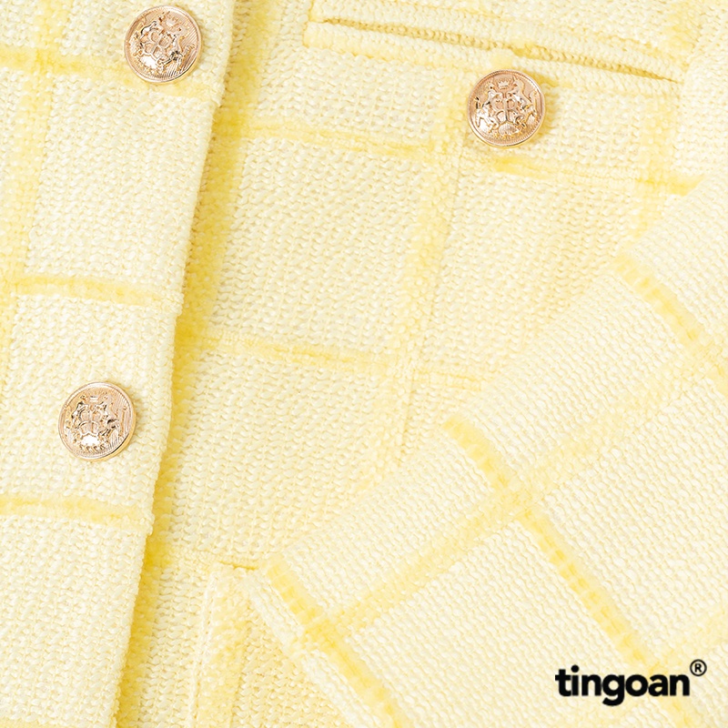 TINGOAN® - Áo khoác tweed nhung cổ tròn  đính cúc kim loại ánh vàng SUGAR CUPCAKE JACKET/YL