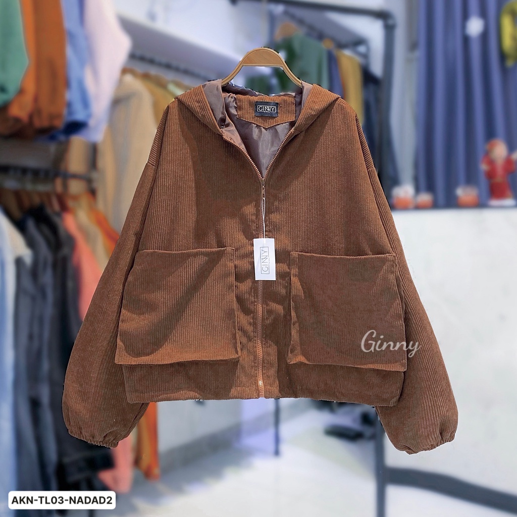 Áo khoác nhung túi hộp GINNY AKN-TL03 phiên bản đặc biệt | Siêu hot trend | Chất liệu cao cấp