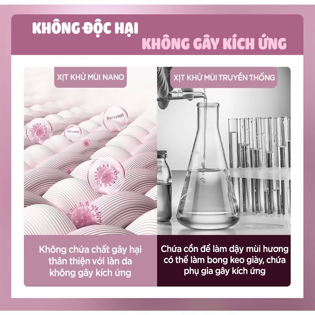 Chai xịt khử mùi giày dép Nano Bạc hương trái đào diệt khuẩn Shoes 2h 1 lọ 260ml, làm thơm tủ giày, quần áo, tất vớ chân