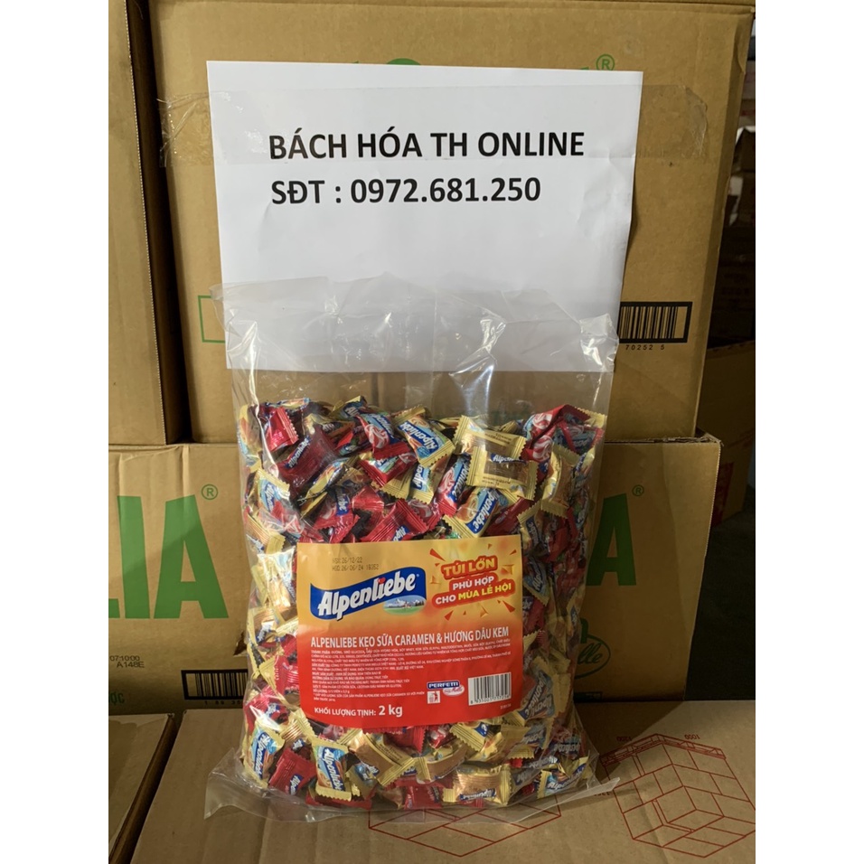 Kẹo Alpenlibe 2kg vị Caramel và Dâu