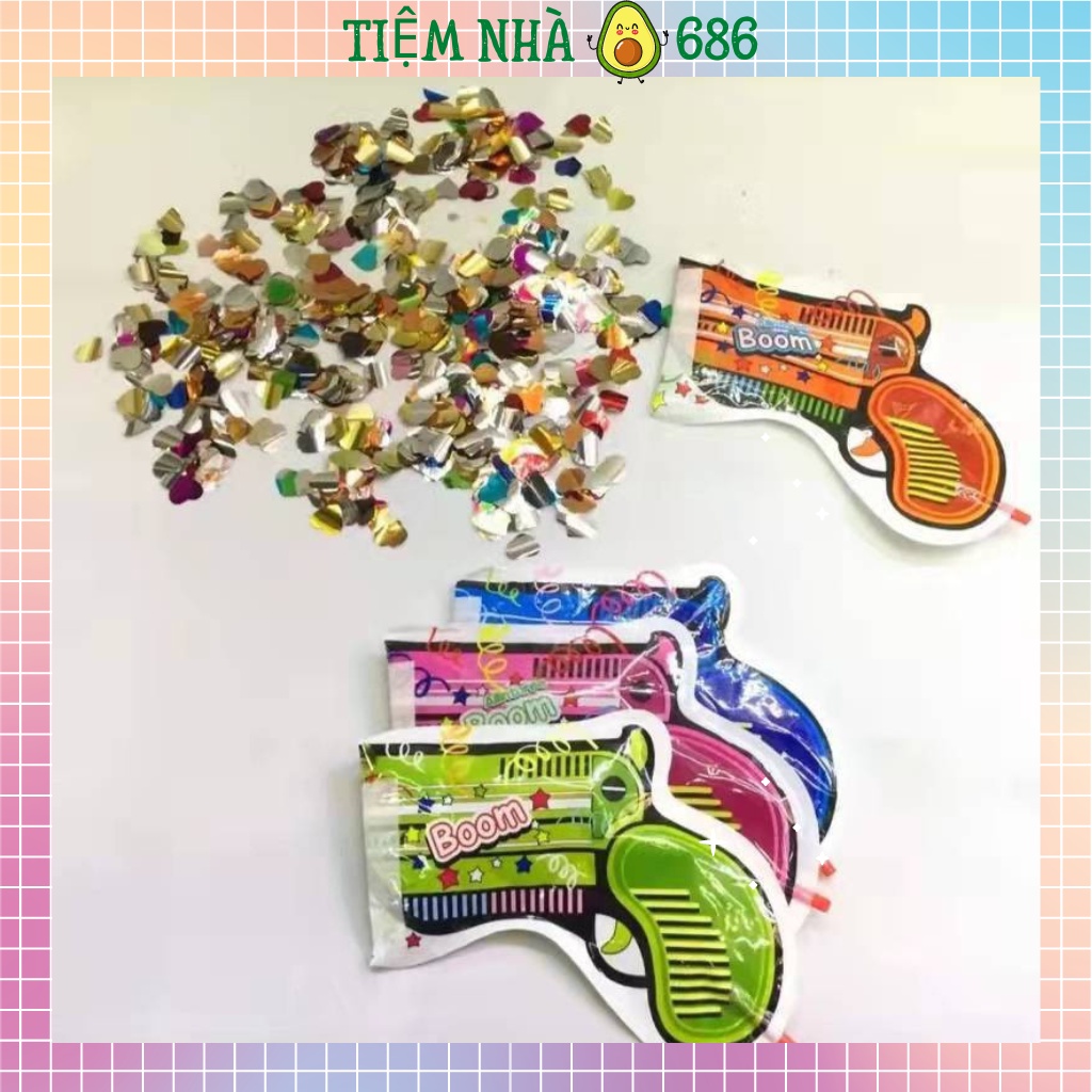 Súng bắn pháo giấy,pháo hoa giấy confetti mini trang trí sinh nhật tiệc tùng - Tiệm Nhà Bơ 686