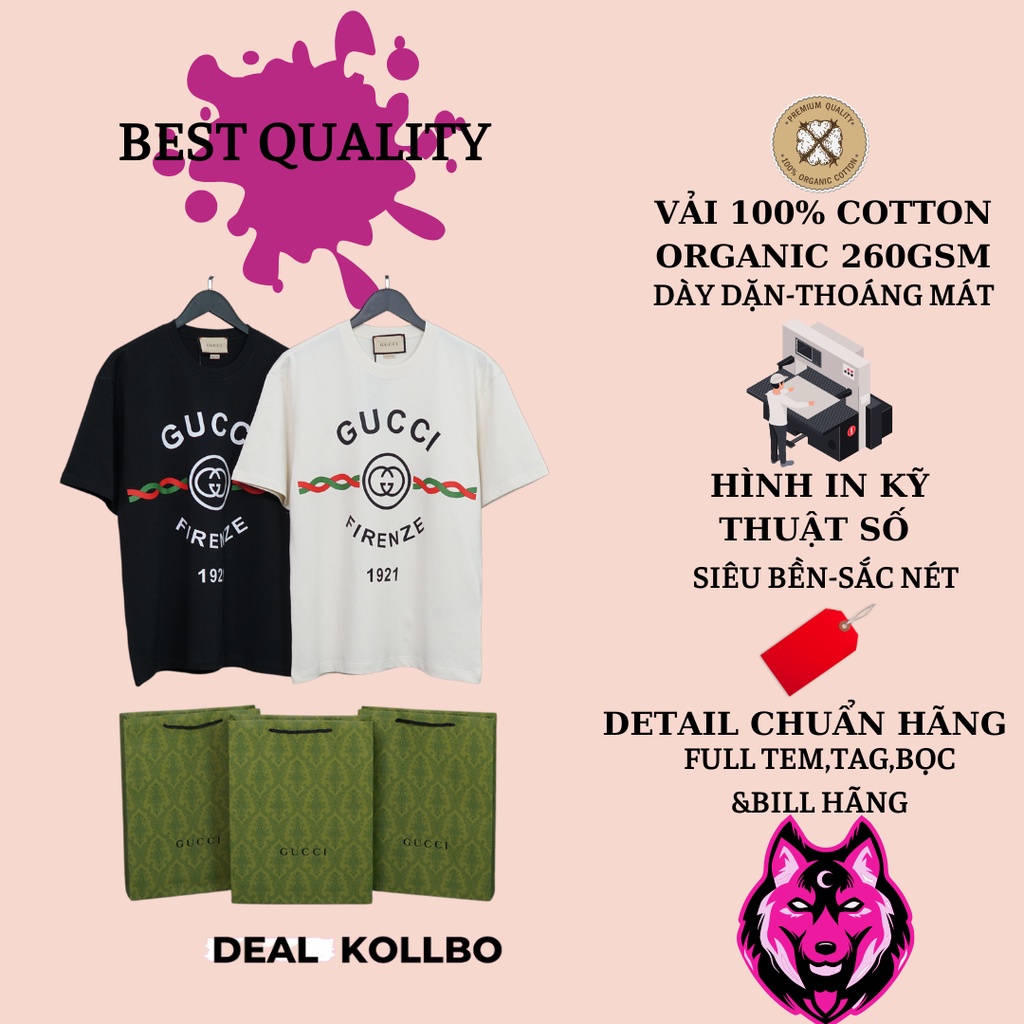 Áo Gucci FIrenzen 1921 nam nữ tay lỡ form rộng chất vải cotton Áo gucci nam nữ phong cách luxury and casual