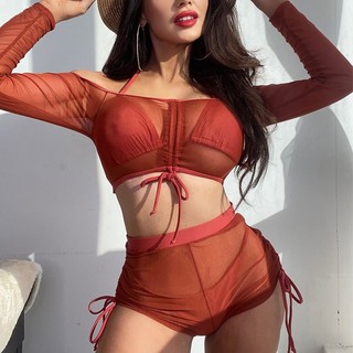 Bikini tam giác cam đất 4 mảnh mẫu mới 2023