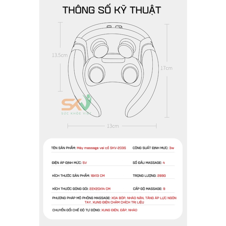 Máy Massage Vai Cổ, Xóa Tan Ngay Các Cơn Đau Mỏi Cổ Vai Gáy, Thư Giãn, Giúp Lưu Thông Tuần Hoàn Khí Huyết, Nhựa An Toàn