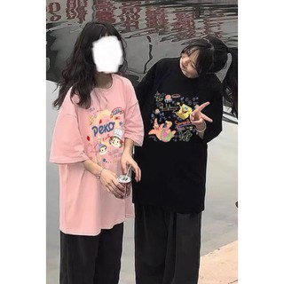 Set áo thun in hình dáng rộng phối quần dài cạp chun dáng suông, Bộ đồ áo thun tay lỡ cổ tròn kèm quần ống rộng đen