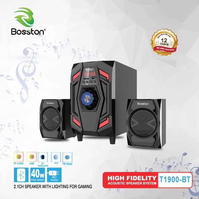 Loa vi tính 2.1 Bosston T1800 Led RGB - AC 220v tích hợp Bluetooth Usb thẻ nhớ