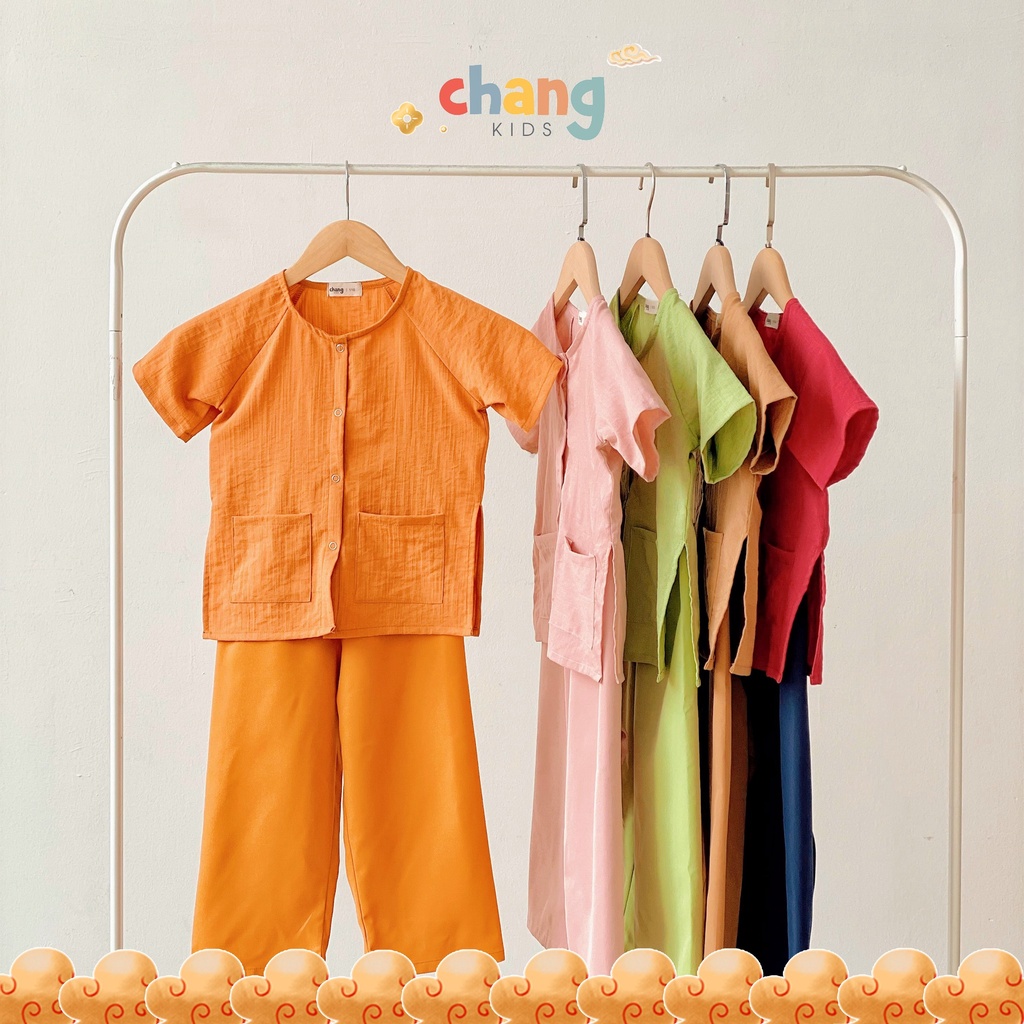 Xanh/Hồng_Bộ Bà ba NGẮN TAY áo đũi xước nhật quần dài thô hàn Bà ba Colorful Set