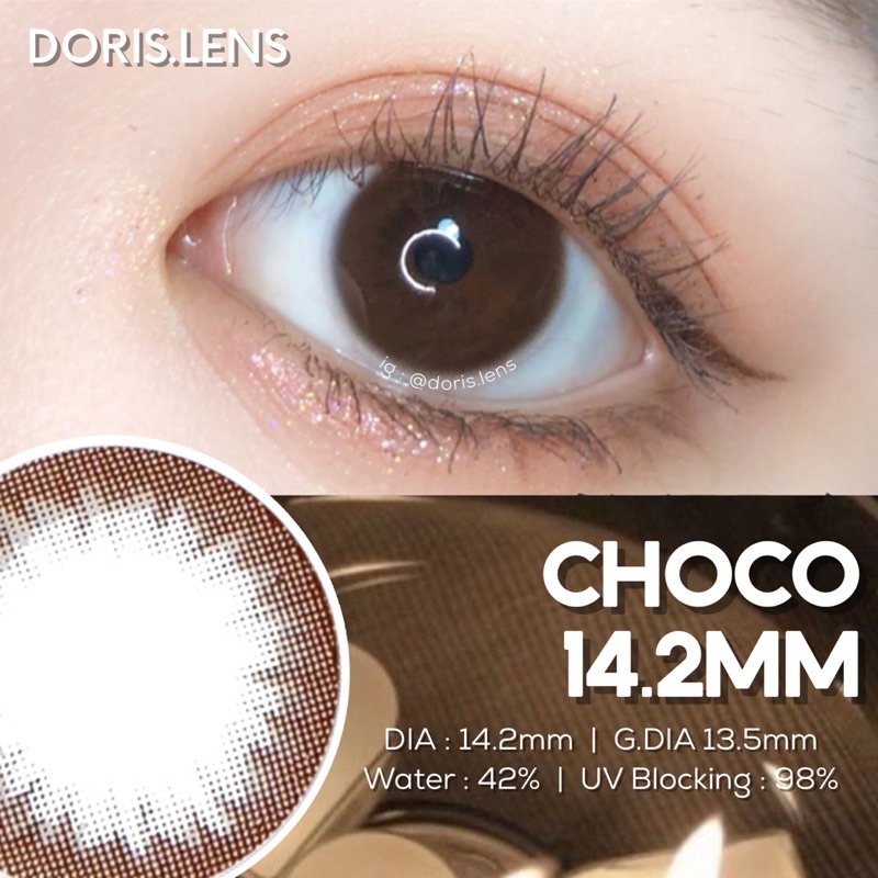 Kính Áp Tròng DORIS.LENS - NÂU CHOCO Giãn Vừa 14.2mm Lens Mắt Nâu Choco Tự Nhiên 0 Đến 10 Độ Lệch Độ
