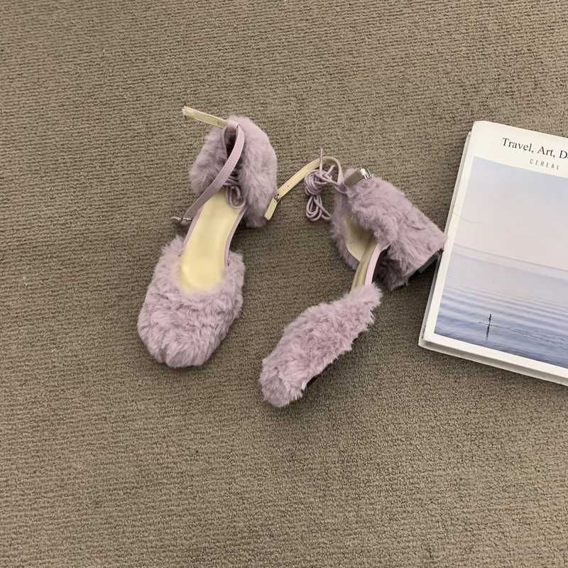 Guốc lông đế vuông quảng châu