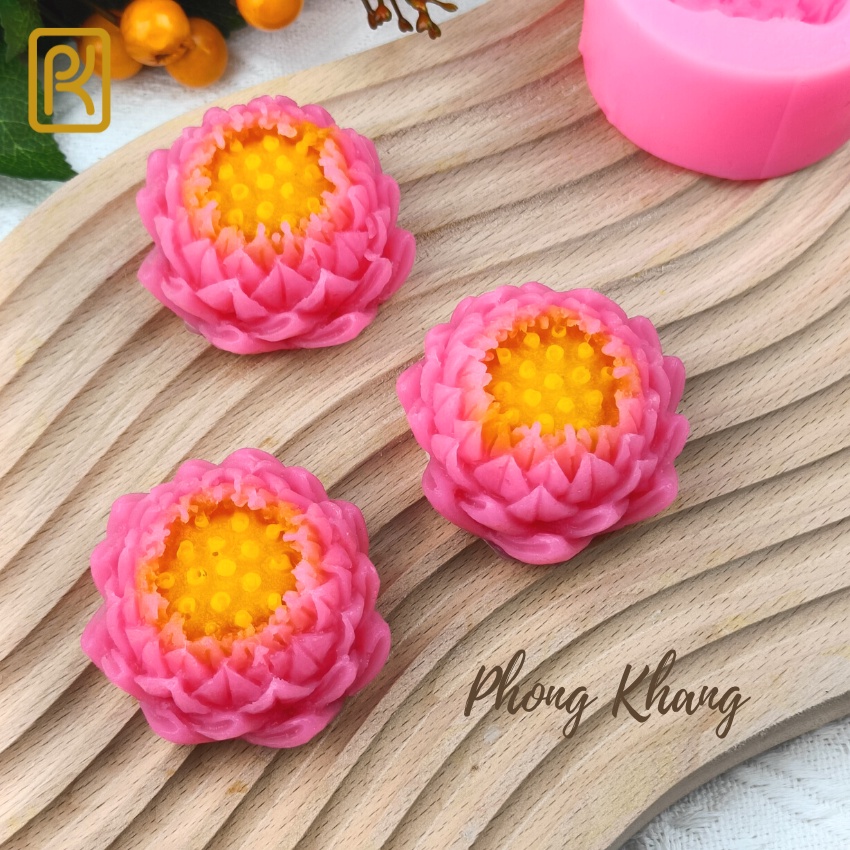 Khuôn silicon 4d Phong Khang làm rau câu hoa sen hoàng gia