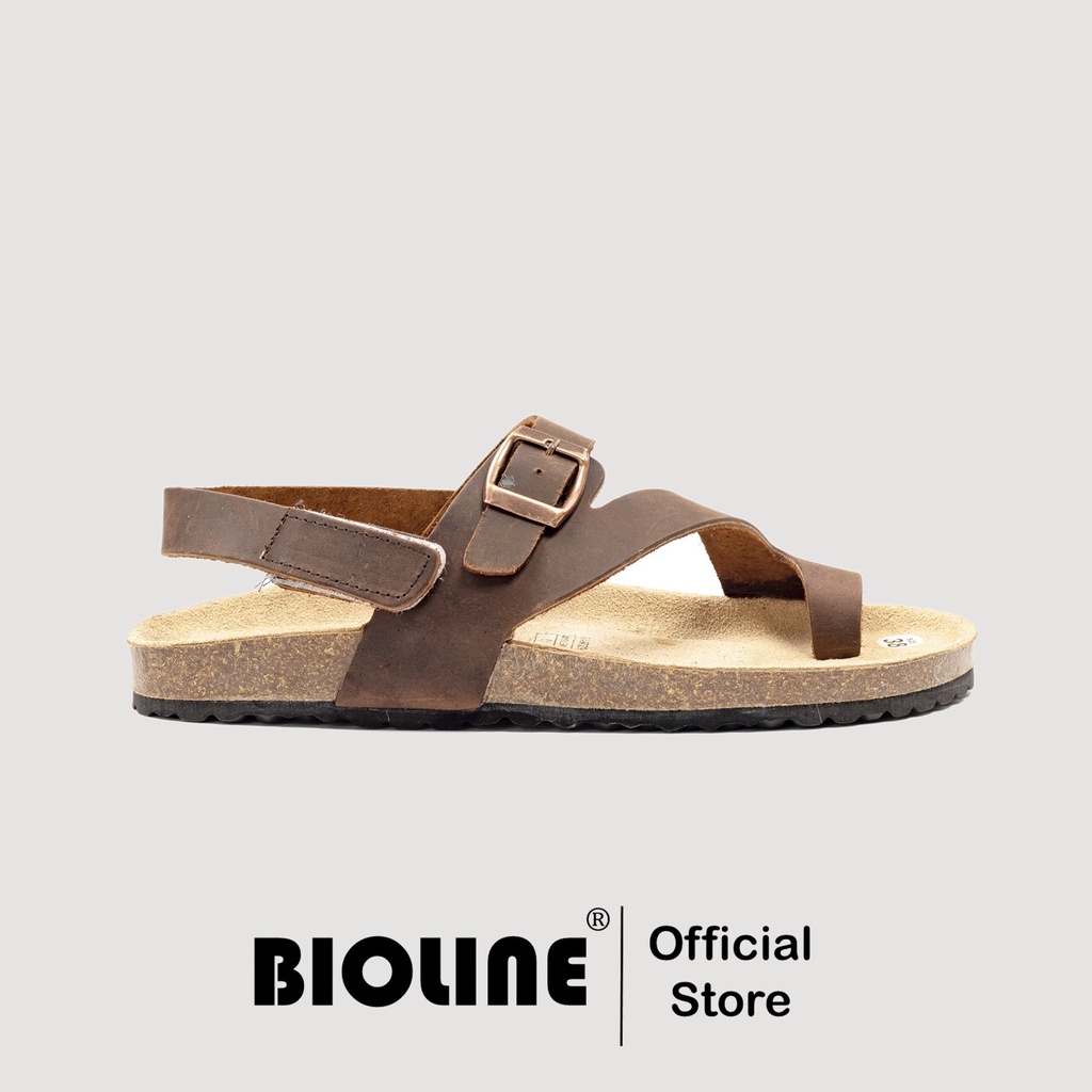 ( Mẫu Da Thật ) D20 - Sandal Đế Trấu BIOLINE Official Quai Da Bò Đan Chéo Xỏ Ngón Hai Lớp