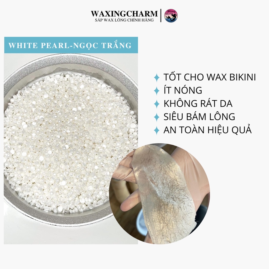 Sáp Wax Lông Nóng Pearl White Hard Wax Beans WaxingCharm  Dành Cho Mặt, Râu, Nách, Body, Bikini