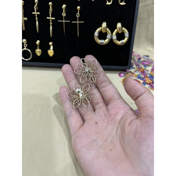 Bông tai kẹp Vintage - Si Nhật , hoa tai gài không cần bấm lỗ tai