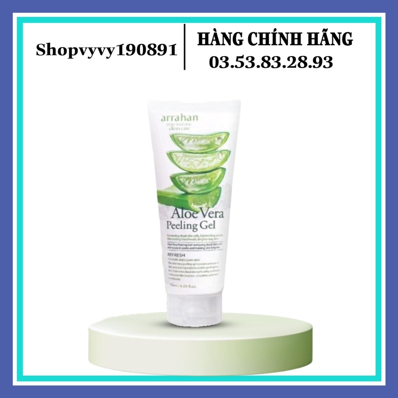 CHÍNH HÃNG - Tẩy tế bào chết làm sạch và trắng sáng da chiết xuất từ lô hội Arrahan Aloe Vera Peeling Gel 180ml - Hàn Q