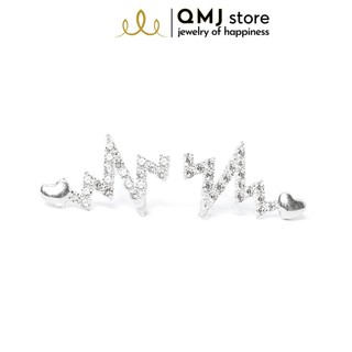 Bông tai bạc QMJ Nhịp tim tình yêu nạm đá trẻ trung - Q073