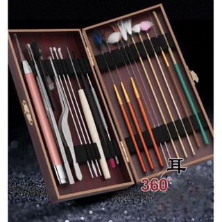 Bộ lấy ráy tai hộp gỗ 20 món tích hợp đèn soi cho cảm giác siêu đỉnh M272