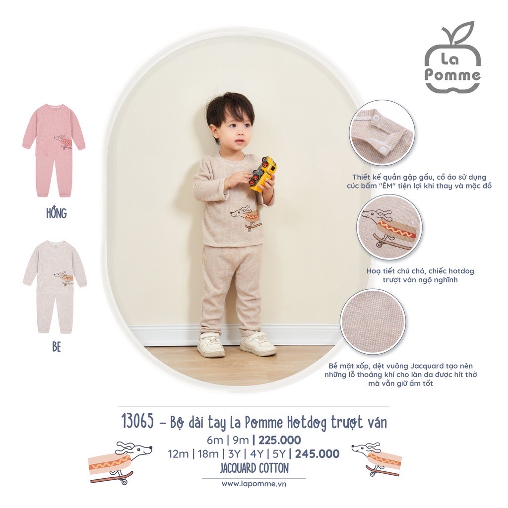 Bộ Quần Áo Dài Tay Hình Hotdog Trượt Ván Vải Jacquard Cotton Cho Bé