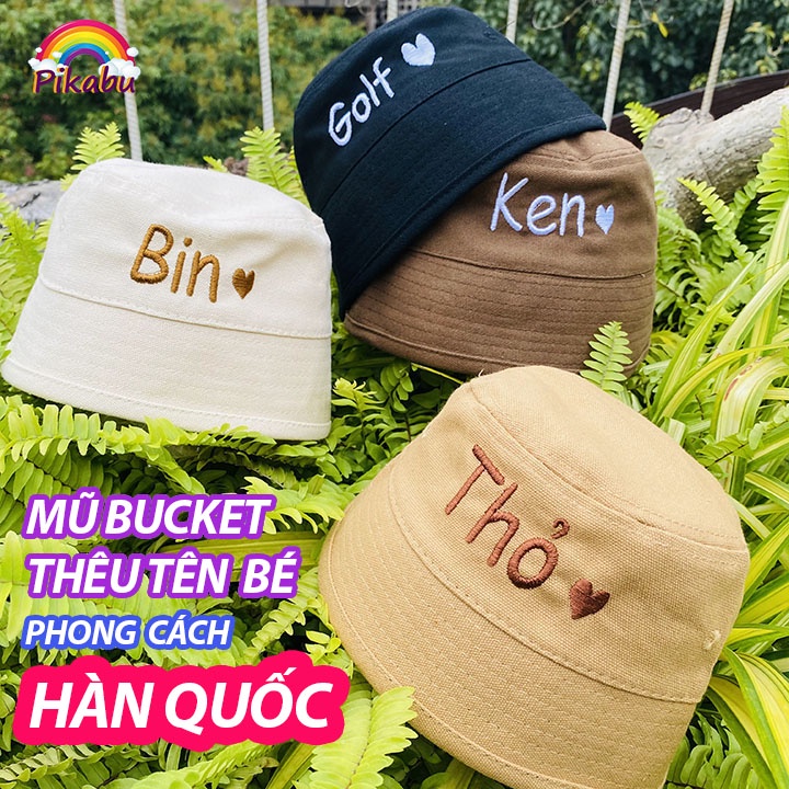 Mũ thêu tên cho Bé - Bucket phong cách Hàn Quốc Size 48,52 - Pikabu - PKK04
