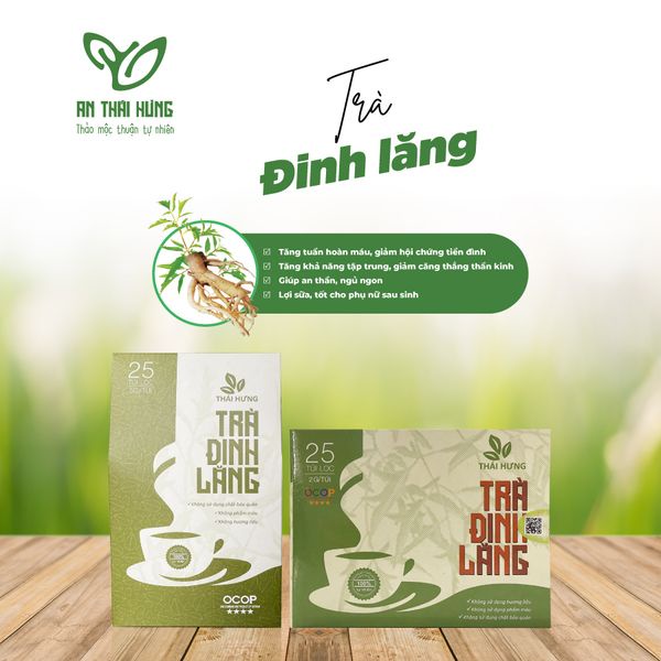 Trà Đinh Lăng túi lọc THÁI HƯNG - An thần, ngủ ngon, Giảm Stress