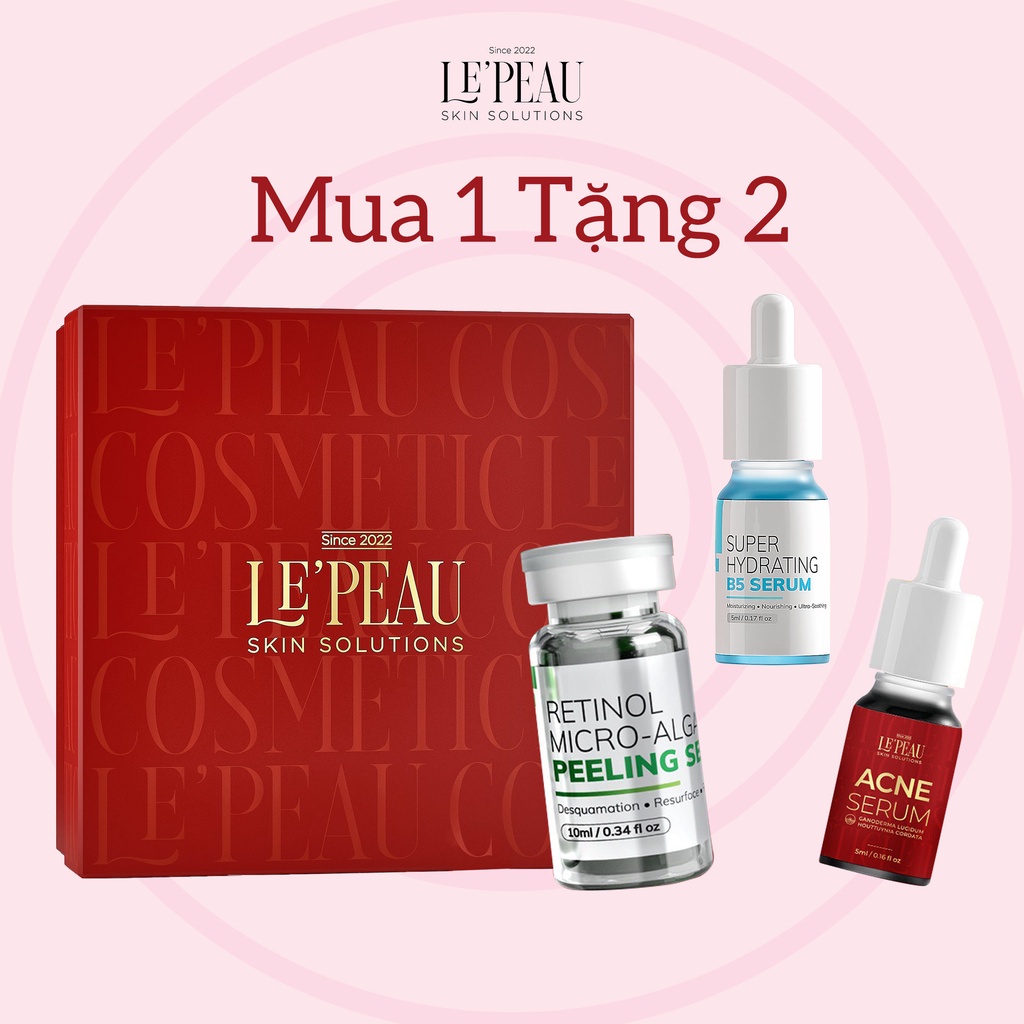 Peel Da Vi Tảo Retinol Le'peau 10ml 3-7 ngày Giúp loại bỏ tế bào chết trên da, làm mờ thâm